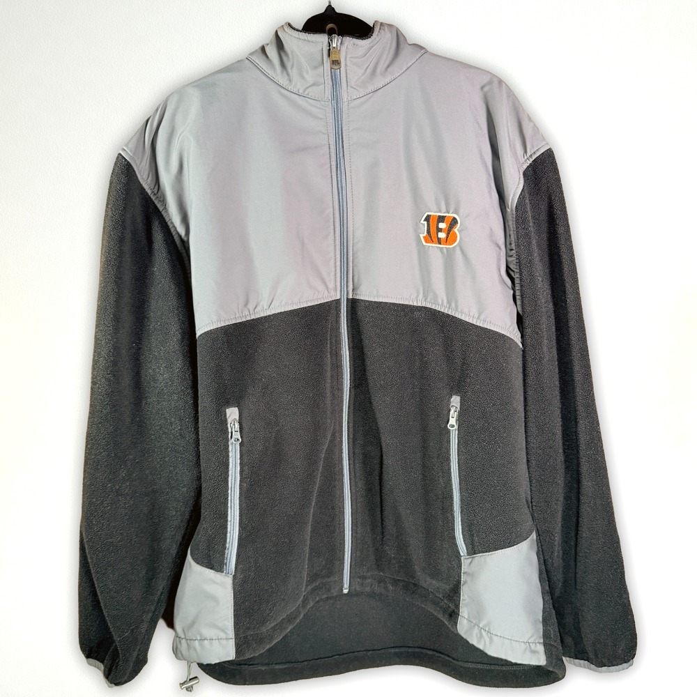 NFL Team Apparel Cincinnati Bengals Fleece Jacket Mens XL Black Gray Full Zip